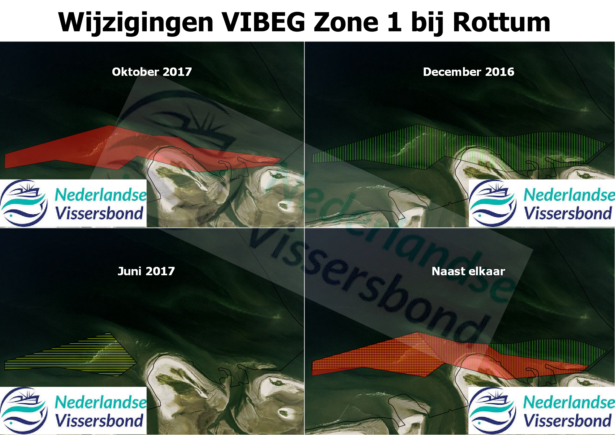 Kaarten van de gewijzigde begrenzing van het voor de garnalenvisserij gesloten gebied
