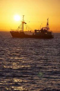 Kotter visserij OD 3 zonsondergang